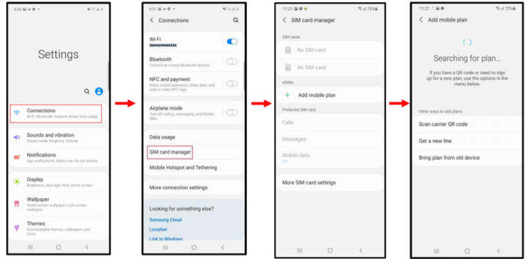 samsung active 2 esim activation